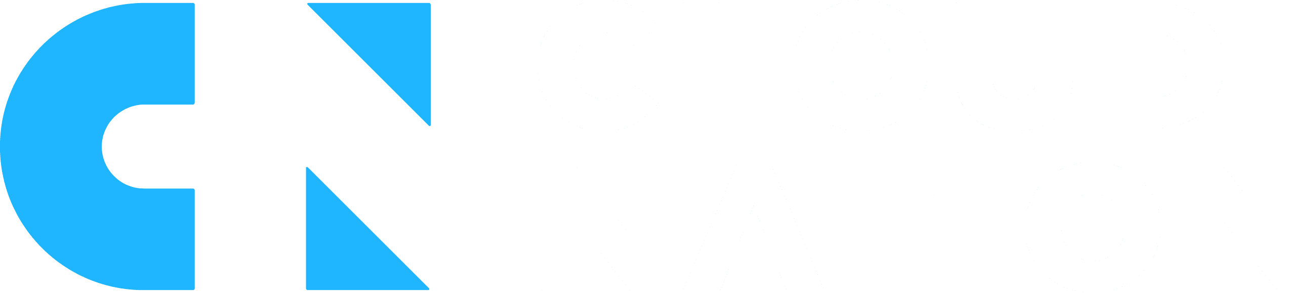 Het logo van Cloud Nation, blauwe letters C,N vervolgens de woorden CLOUD en NATION in het wit.