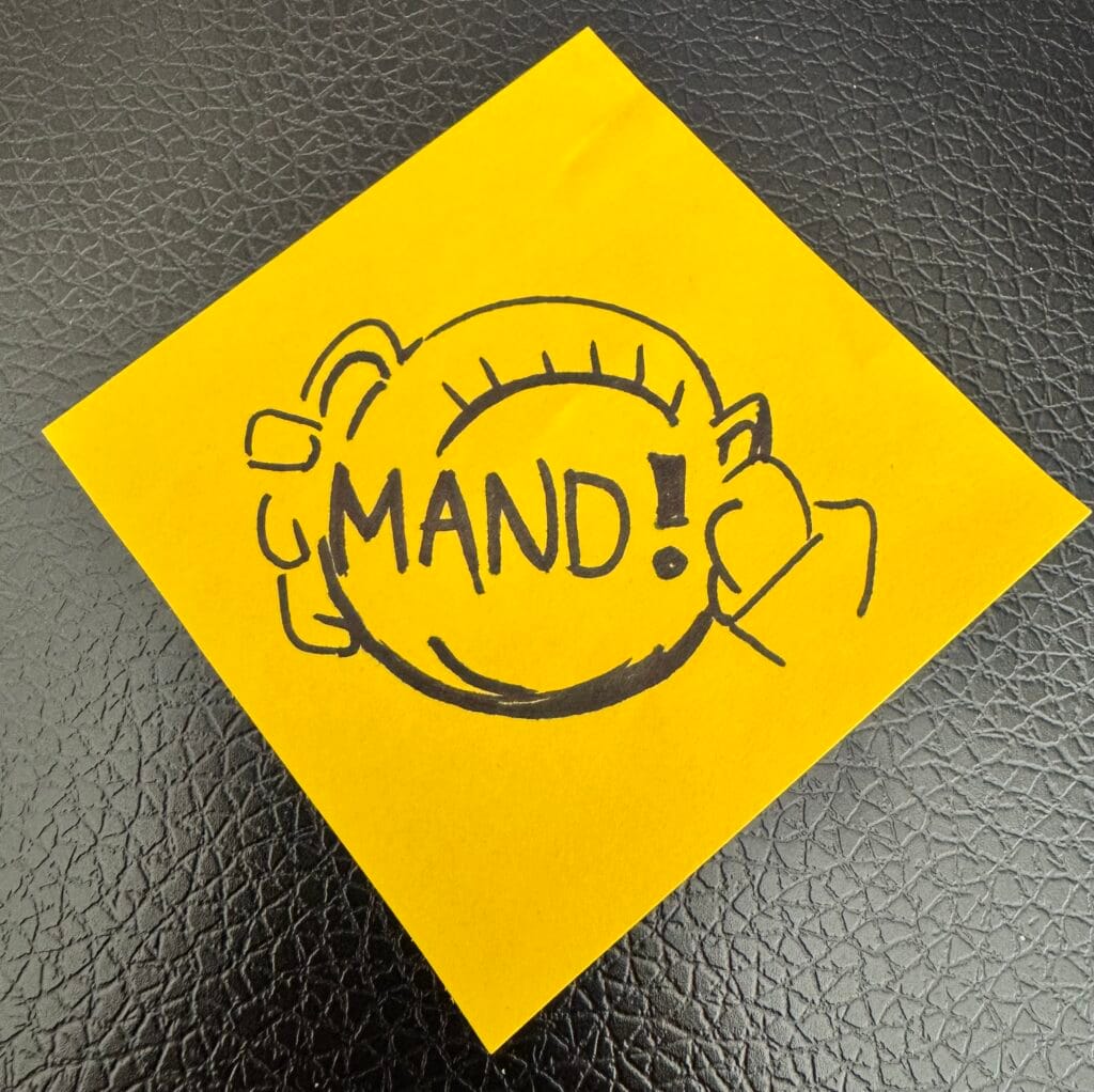 Van post-it naar rode draad 1 Post it met "MAND!"